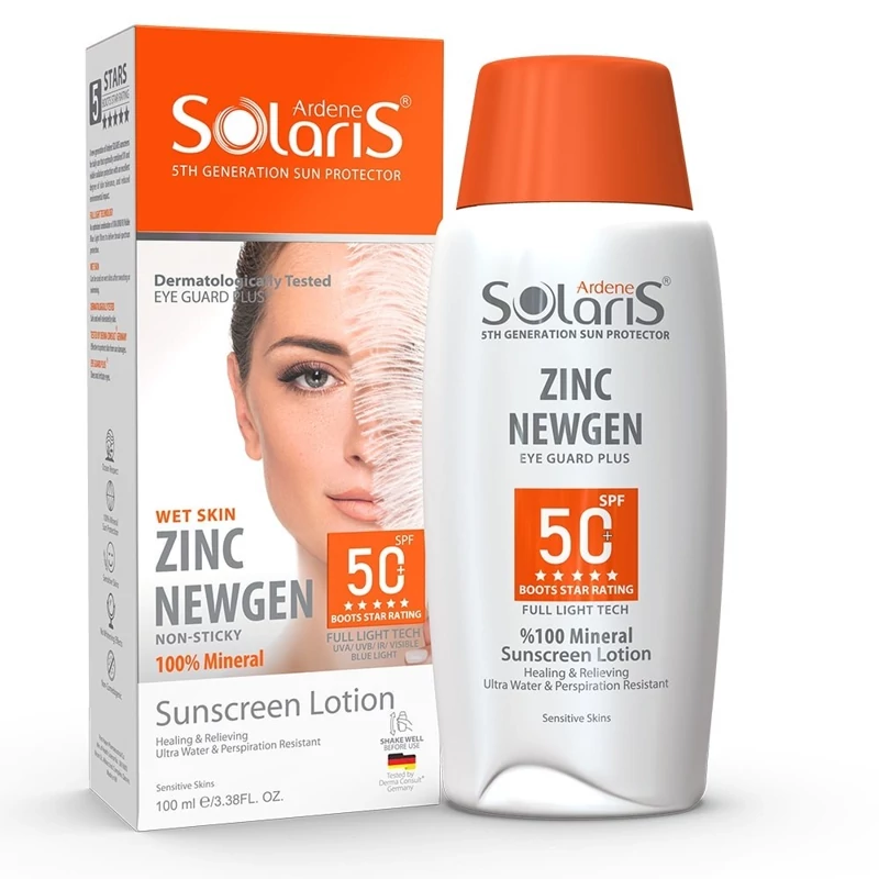 ضد آفتاب فیزیکال سولاریس ZINC NEWGEN SPF50 - التیام‌بخش پوست حساس و آسیب‌دیده