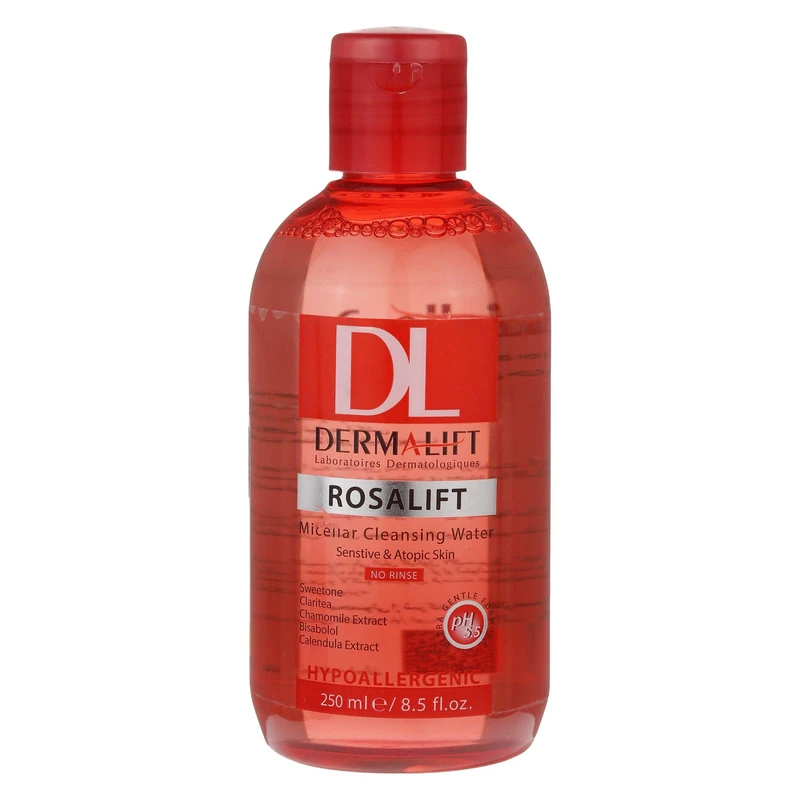 محلول پاک کننده آرایش درمالیفت مدل Rosalift مناسب پوست حساس ۲۵۰ میلی لیتر