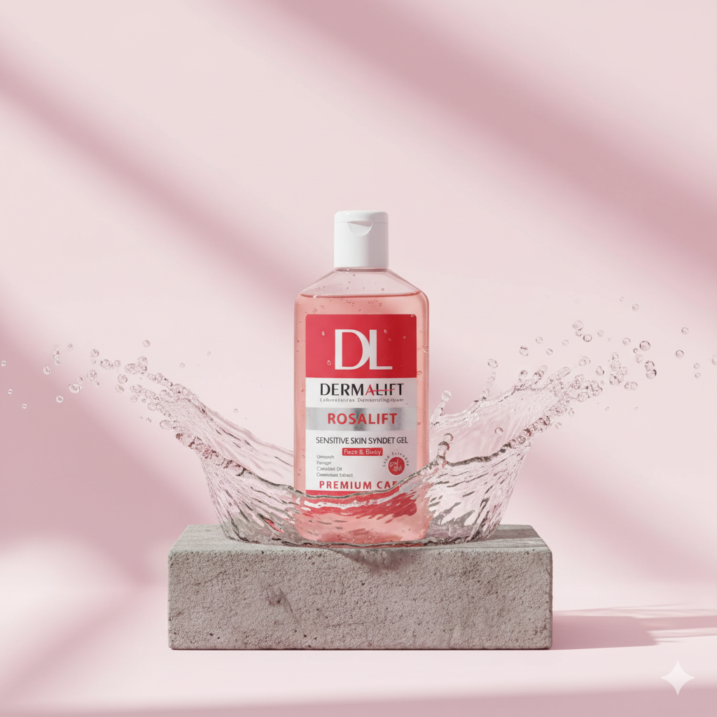ژل شستشو صورت و بدن پوست های حساس درمالیفت مدل رزالیفت