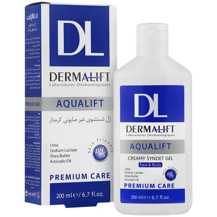 ✅ ژل شستشوی غیرصابونی کرمدار درمالیفت مدل AquaLift مناسب پوست خشک حجم ۲۰۰ میلیلیتر